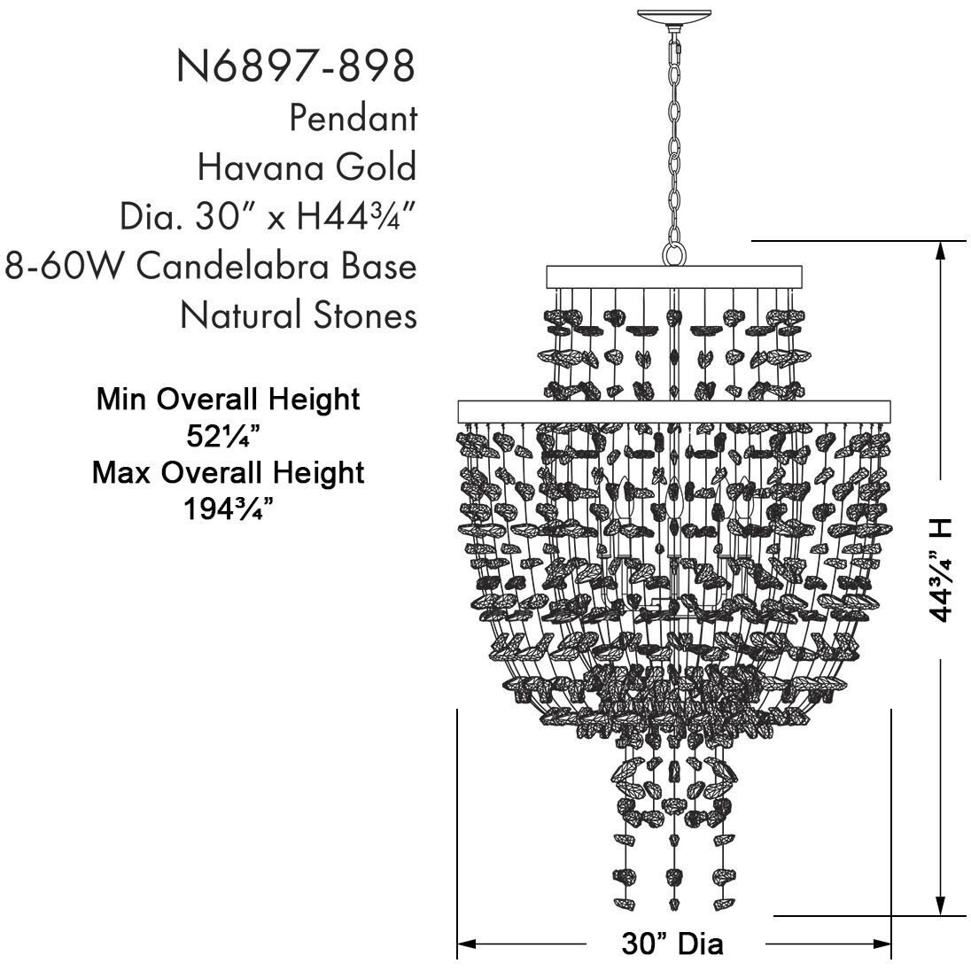 Stonybrook 8 Light 30 inch Havana Gold Pendant Ceiling Light